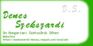 denes szekszardi business card